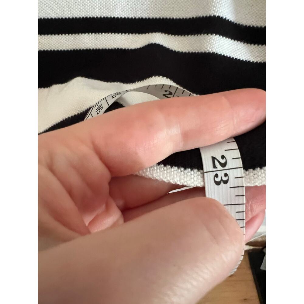 Vintage Michael Kors Black White Stripe Top Raw Edge Neck Y2K T Shirt Women's S - Picture 13 of 14